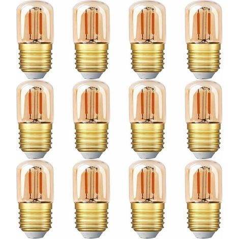 Mini ampoule LED tubulaire, 1W T28 Edison Ampoule à filament LED E27 Base à vis 2200K Ampoule jaune super chaude pour décorative non dimmable (verre ambré) 12 Pack [Classe énergétique G] (1/5)