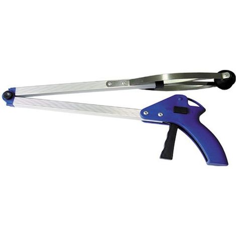 Pince de préhension en aluminium à long manche avec ventouses, vous permettant d'atteindre et de saisir facilement des objets. Bleu. (1/5)
