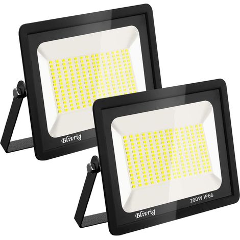 【2PCS】200W Projecteur LED Exterieur 20000LM IP66 Imperméable spot led exterieur Super Brillant Eclairage Extérieur Blanc Chaud(3000k) Sécurité spot led pour stades, usines, Parking, garage, jardi (1/5)