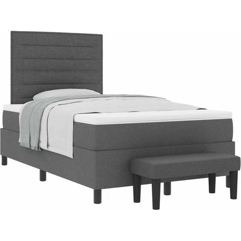 Matelas à ressorts rembourré, gris foncé, 120 x 200 cm, recouvert de tissu. (1/5)