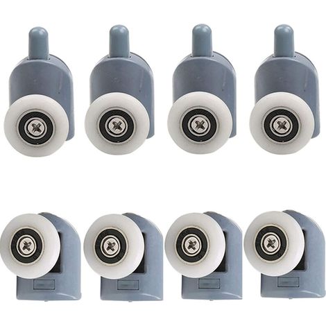 QAZQA Lot de 8 Roulettes pour Porte de Douche,Roulettes Cabine de Douche pour Salle de Bain 23mm (4 Supérieures et 4 Inférieures) (1/5)