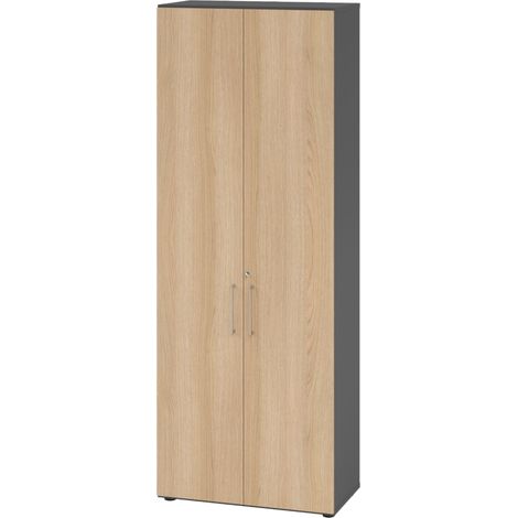 bümö smart Aktenschrank - 6 Ordnerhöhen   Graphit/Eiche