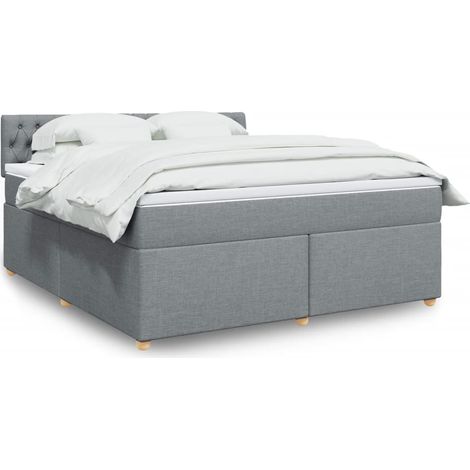 Boxspringbett mit Matratze Hellgrau 180x200 cm Stoff
