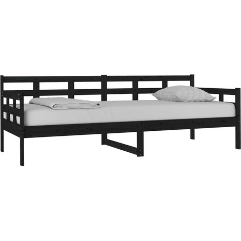 Sofá cama madera maciza de pino negro 80x200 cm vidaXL (1/4)