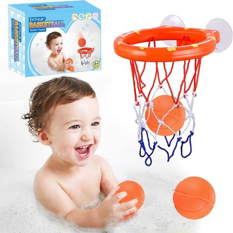 Ensemble de basketball pour le bain avec panier et ballons, idéal pour les garçons et les filles. Coffret cadeau pour enfants et tout-petits. 3 ballons inclus. (1/5)