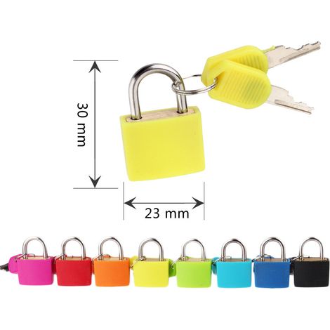 Cadenas de 22 mm en laiton massif avec couvercle en plastique coloré pour boîte de rangement à l'intérieur du sac d'école (jaune) (1/5)