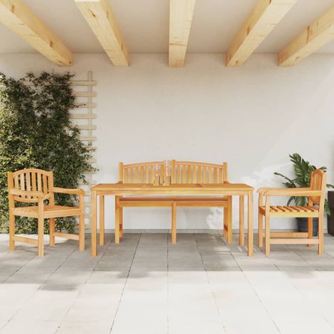 Juego de comedor para jardín 4 piezas madera maciza de teca