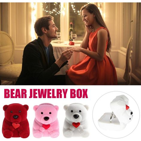 Schmuckkästchen in Bärenform, Ringaufbewahrungsbox, Geschenkbox für Heiratsanträge, Verlobungen, Hochzeiten (1/3)