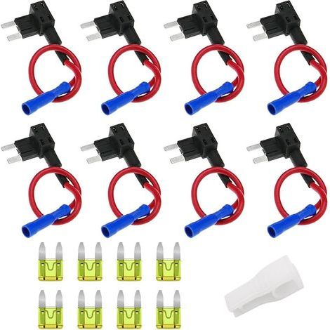 8 Pcs 12V pour voiture, Adaptateur de fusible plat ACS Petit distributeur de fusibles enfichables pour voiture Add-A Circuit Porte-fusibles plat avec fusible 20A (1/5)