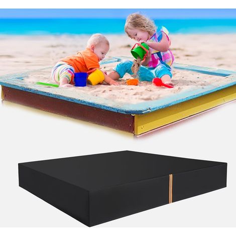 Bâche Bac à Sable Imperméable 125  125  20cm Housse de Bac à Sable de Protection Couverture de Bac à Sable en Tissu Oxford avec élastique Noir, pour Bac à Sable de Jardin (1/5)