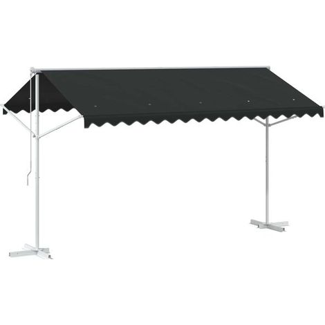 Auvent autoportant 4 x 3 m polyester anthracite - Auvent de terrasse protection solaire jardin extérieur résistant (1/5)