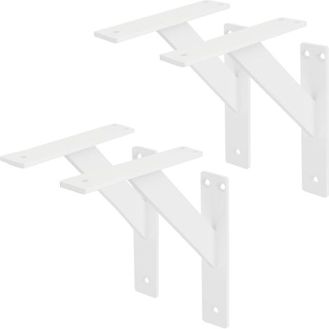 ML-Design Set de 4x Soporte de Estante 180x180mm Blanco de Aluminio Estilo Industrial Ángulos para Estantería de Pared Apto para Tableros, Balda, Repisa Flotante y Proyectos DIY de Bricolaje (1/5)