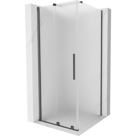 Mexen Velar cabina doccia scorrevole 100 x 100 cm, vetro satinato, grigio canna di fucile spazzolato - 871-100-100-31-66 (1/5)