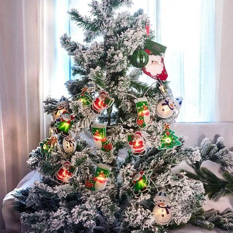 Arbre de Noël Décoration Lumières Père Noël Guirlande Lumineuse 2,5 Mètres 20 Bonhomme De Neige Lumière à Piles (télécommande) (1/3)