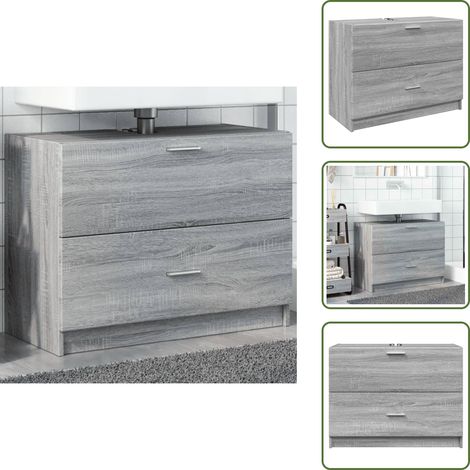 The Living Store Armoire d'évier sonoma gris 78x37x59 cm bois d'ingénierie - Meuble De Salle De Bain - Armoire De Lavabo - Rangement Salle De Bain - Évier - Cabinet De Toilette