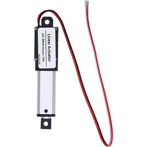 Actionneur linéaire 30 mm CC 12 V avec réduction du bruit, protection contre les courts-circuits et étanchéité. Mini-actionneur linéaire électrique avec une vitesse de 8 mm/s et un couple de 70 N. Int (1/5)