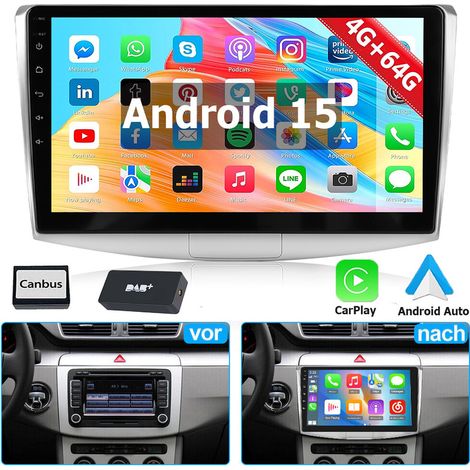 Pour VW Passat B6/B7/CC Carplay Android 14 Autoradio GPS Navi Radio BT RDS - 4+64G DAB+