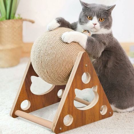 Juguete rascador para gatos Crediri, bola rascadora de sisal natural, juguete rascador para gatos con bola (1/5)