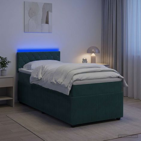 Cama box spring con colchón Verde oscuro 90 x 190 cm Terciopelo (1/5)