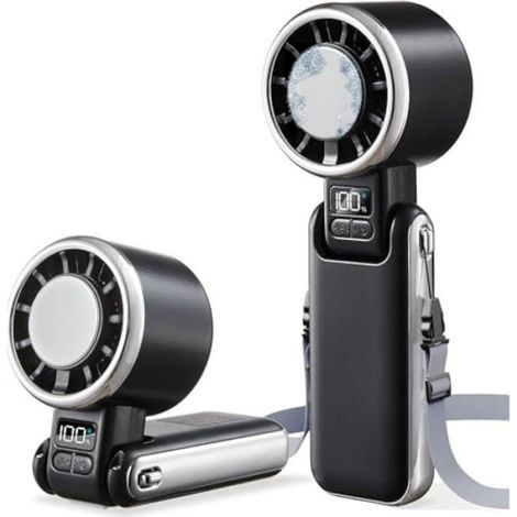 Ventilateur portable rechargeable - - 5 vitesses turbo - Autonomie jusqu'à 13h - Miniature et pliable (1/5)