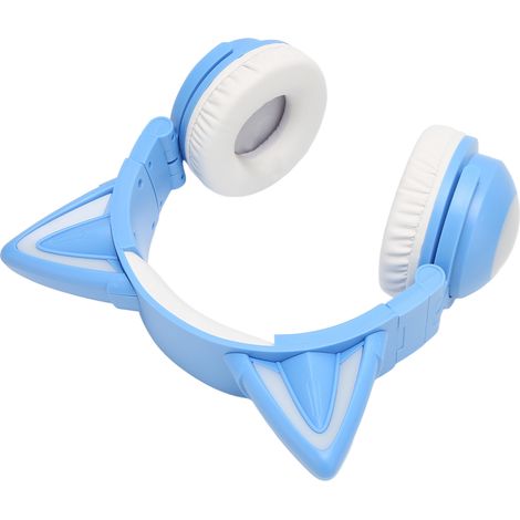 Niedliche Bluetooth-Stereo-Kopfhörer mit Katzenohren, hohe Empfindlichkeit, integriertes Mikrofon, einstellbare LED, für Kinder, 3,5-mm-Kabel, blau (1/5)