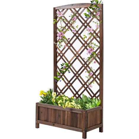 Jardinière en bois pour plantes grimpantes 60x30x122.5 cm marron