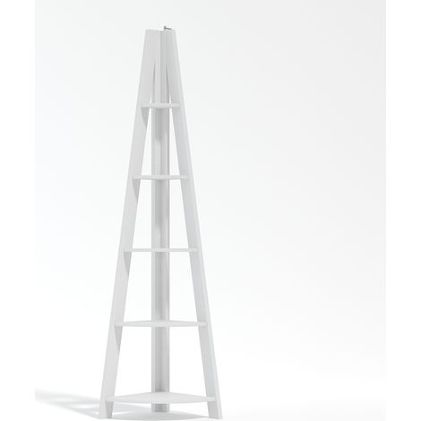 Tiva Corner Ladder Shelving - MDF - L38.6 x W38.6 x H175.4 cm - White