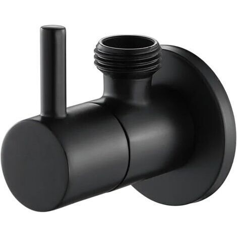 Accessoires de salle de bains, vanne de toilette noire, vannes d'angle d'eau chaude ou froide, robinets de remplissage en laiton for chauffage cuicui (1/5)