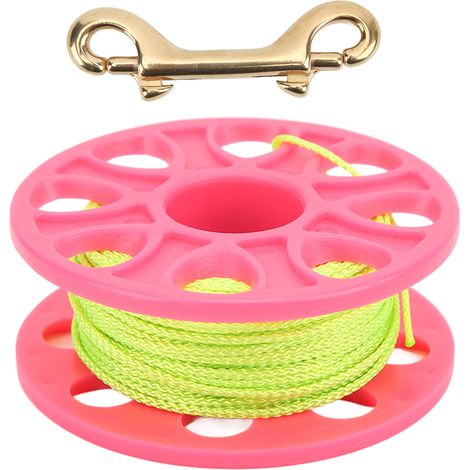 Bobine de plongée fluo 30 m, ligne verte, plastique, crochet double cuivre, rose (1/5)