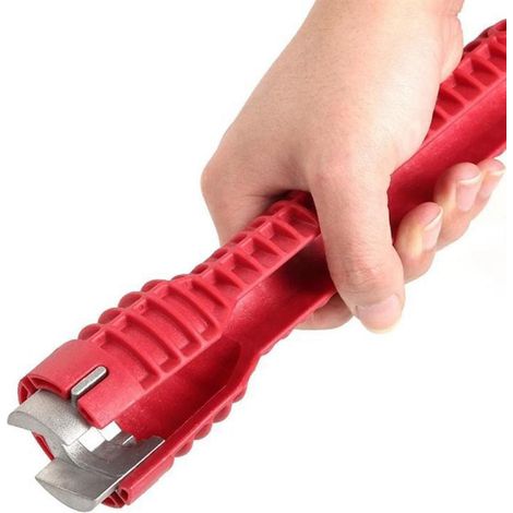 Clé multifonctionnelle pour évier 8 en 1, outil en acier, clé de plomberie rouge à niveau pour toilettes (1/5)