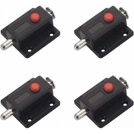 Serratura Targette, chiusura di sicurezza scorrevole automatica a molla per armadi, porte interne ed esterne, finestre, guardaroba, camere da letto, bagni - 4 pezzi (Nero) (1/4)