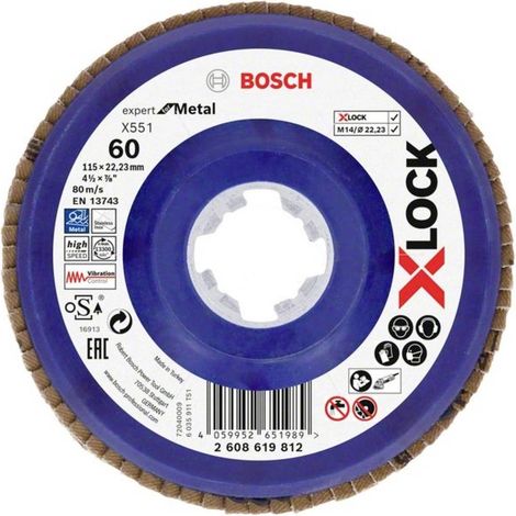 Bosch Accessories 2608619812 X551 Disco con falde Diametro 115 mm Ø foro 22.23 mm Dimensione dei grani 60 1 pz. (1/2)