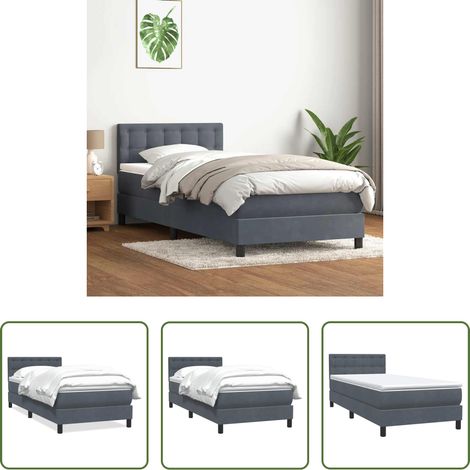 vidaXL Samt - Boxspringbett mit Matratze Dunkelgrau 80x210 cm Samt (1/5)