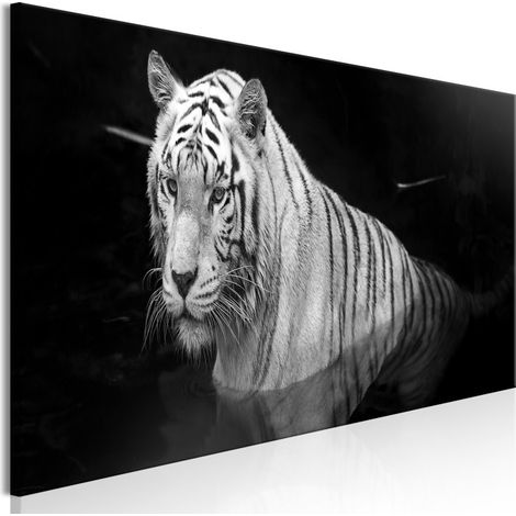 Tableau "Shining Tiger Black & White Narrow" 50 x 150 cm (1/2)