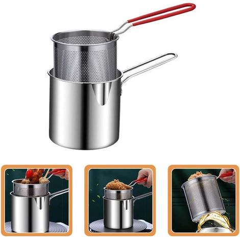 Friteuse à brochettes - acier inoxydable - avec passoire - casserole multifonctionnelle, adaptée aux plats dans la cuisine de restaurant à domicile (1/5)
