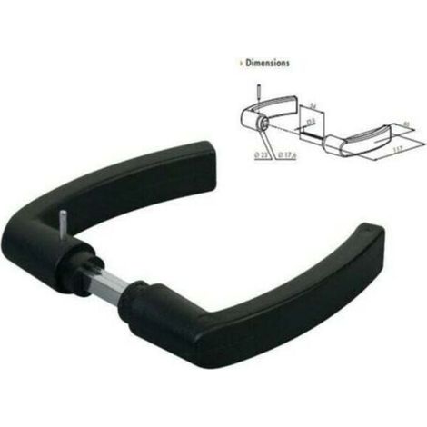 Paire de poignées en polyamide noir pour carré de 8mm, 54mm (1/3)