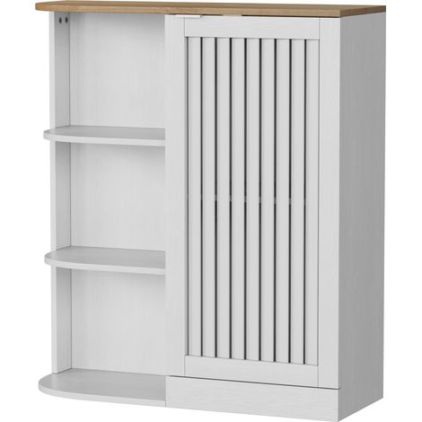 Armario Esquinero con 2 Puertas, 3 Huecos y Estantes Ajustables para Bano y Salon, en MDF, 68×25×76 cm (1/5)