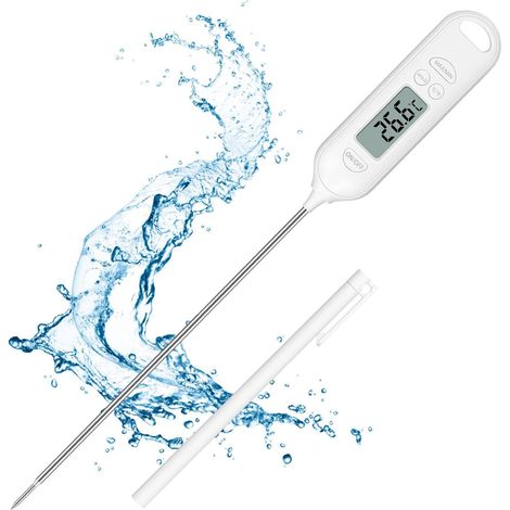 Thermomètre Cuisine, Thermomètre à Viande Numérique 3 Secondes Haute Précision avec Écran LCD °F/°C Bouton pour Nouriture, Viande, Huile, Lait, Vin, BBQ et Eau Chaude(Pile Incluse) (1/5)