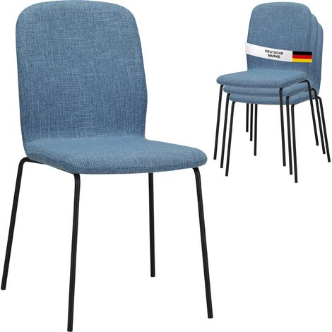 Albatros Esszimmerstühle 4er Set ENNA, blau - stapelbar, bequemer Polsterstuhl - Eleganter Küchenstuhl, Stuhl Esszimmer oder Esstisch Stuhl, Konferenzstuhl , Stückzahl:4, Farbe:Blau (1/5)