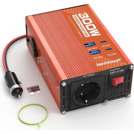Convertisseur de Tension 300W, Inverseur à Onde Sinusoïdale Modifiée de 12V à 230V, Puissance de Crête 600W (1/5)