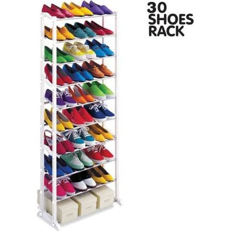 Porte chaussures armoire à chaussures 30 paires – Dimensions 135x50x20 cm – Matériaux métal et plastique – Économie d'espace verticale – Wehouseware (1/6)
