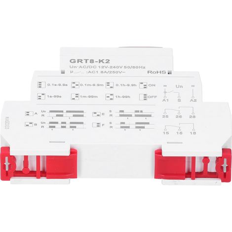 Relais temporisé AC/DC 12V-240V 50/60HZ, 2 ouvertures, 2 fermetures, 4 modes de temporisation, plage de temporisation de 0,1 s à 99 h, GRT8-K2 (1/5)