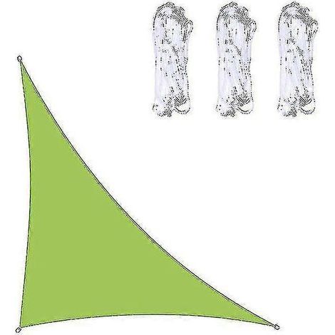 Voile d'ombrage triangulaire imperméable verte pour jardin. terrasse. auvent extérieur. toit. 3 x 3 x 4.3 m / 4 x 4 x 5.7 m / 5 x 5 x 7.1 m (1/2)