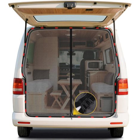 Moskitonetz für VW T5/T6 Heckklappe, magnetisch, mit Reißverschluss (1/5)
