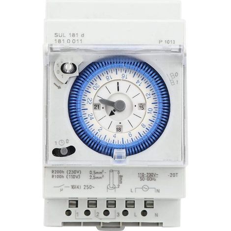 Minuterie analogique avec moteur synchrone et programme journalier, minuterie, 12VAC/DC,16A (1/5)