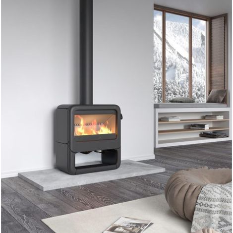 Poêle à bois en fonte raccordable - DOVRE Rock 350WB 7kW (1/5)