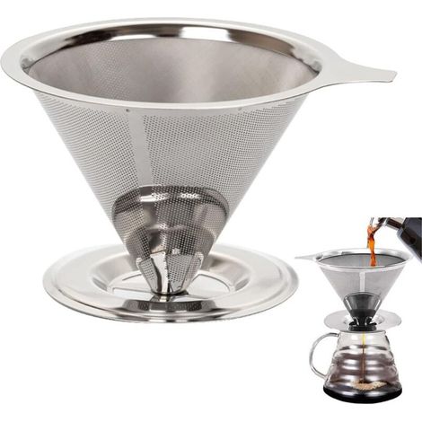 Kaffeefilter aus Edelstahl, wiederverwendbarer Kegel-Kaffeefilter, Perm (1/5)