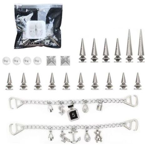 Silver Punk Metal Rivet Accessory, Detachable Shoe Buckle with Craft Holes, Birthday Gifts, Silver Wolf Defense (1/5)