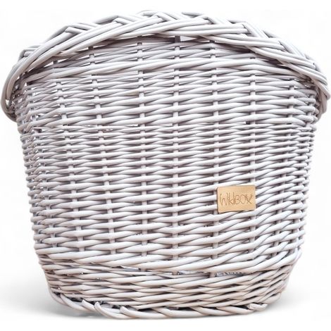 Cesta de bicicleta de mimbre gris con ganchos (1/5)