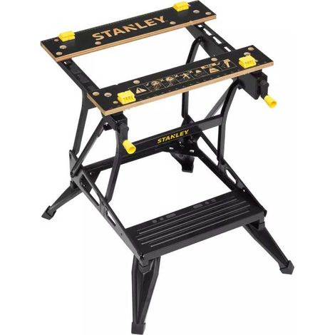 Stanley – Établi étau pliable 742 x 610 x 195 mm – Hauteur réglable 595 à 775 mm – Ouverture mâchoires 0 à 260 mm – STST834001 (1/7)